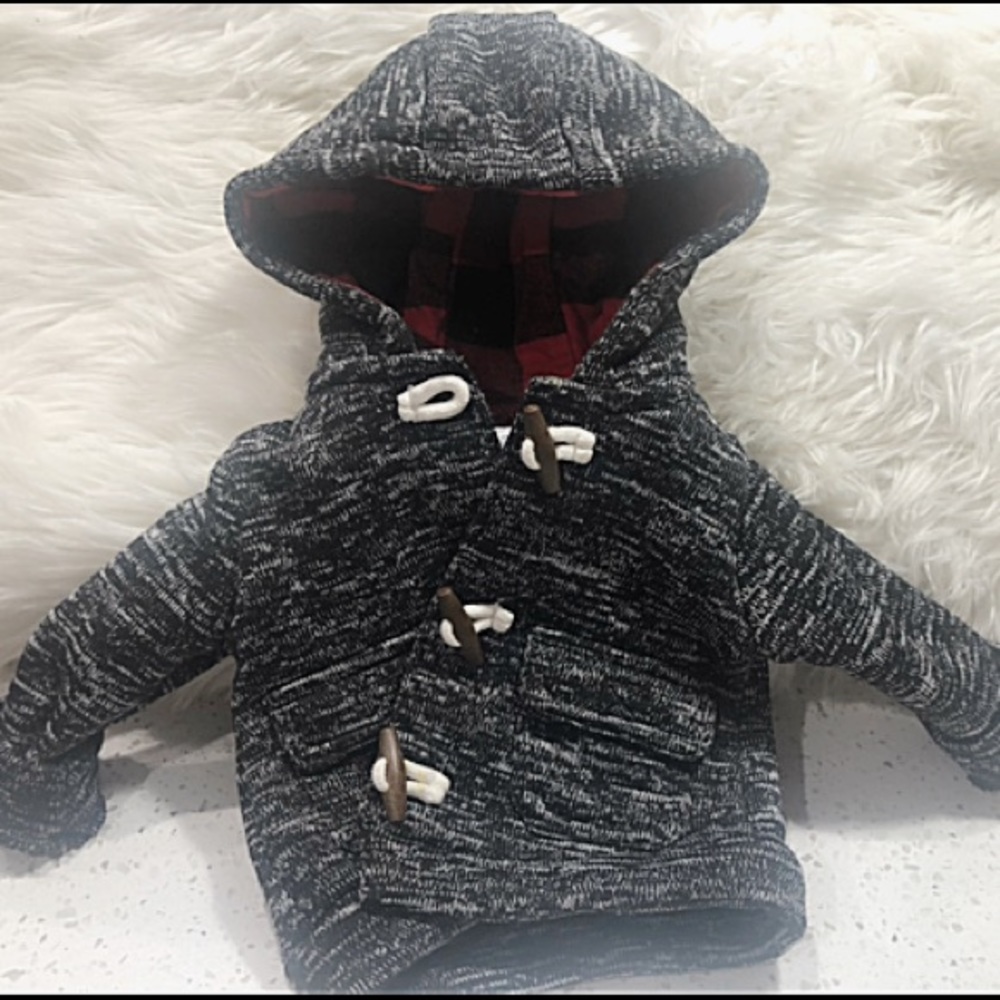 Carter’s flannel Blk/white toggle coat